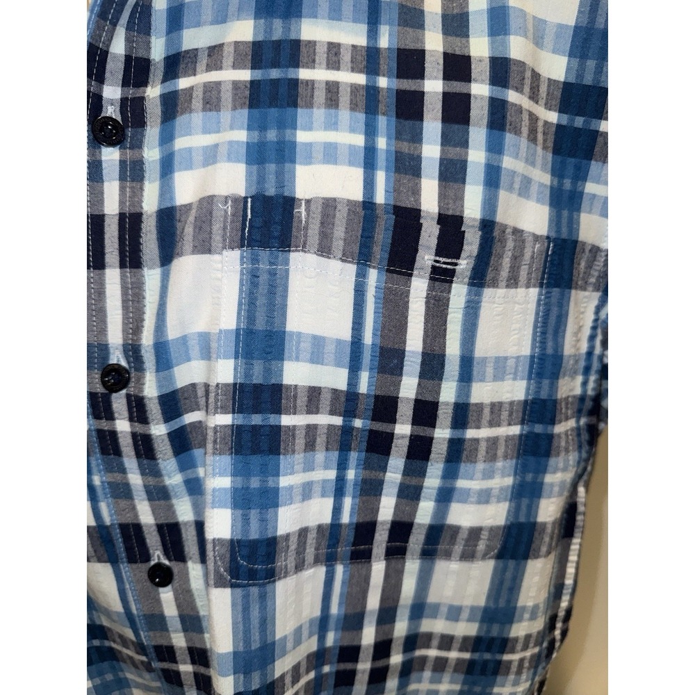 Patagonia Men's Large Plaid Short Sleeve Button Front Shirt Blue Organic Cotton - Picture 5 of 8